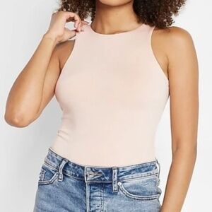 Express Body Contour Compression High Neck Bodysuit Blush Pink Large